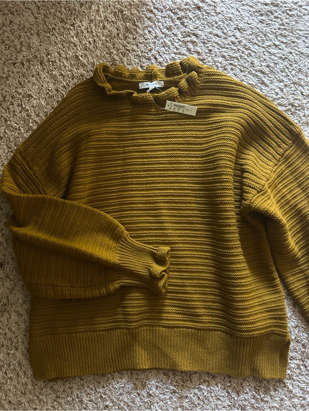NWT Madewell Golden Brown Ruffled Sweater XXL